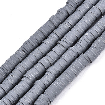 Handmade Polymer Clay Beads Strands, for DIY Jewelry Crafts Supplies, Heishi Beads, Disc/Flat Round, Gray, 6x0.5~1mm, Hole: 1.8mm, about 290~320pcs/strand, 15.75 inch~16.14 inch(40~41cm)