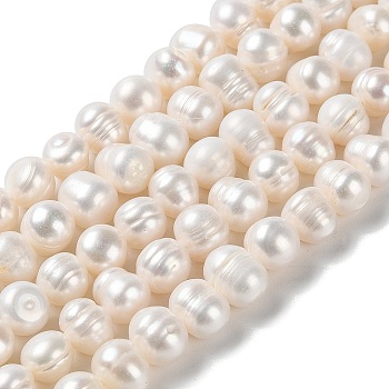 Natural Cultured Freshwater Pearl Beads Strands, Potato, Grade A+, PapayaWhip, 8~10x8.5~9mm, Hole: 0.7mm, about 40pcs/strand, 13.78''(35cm)