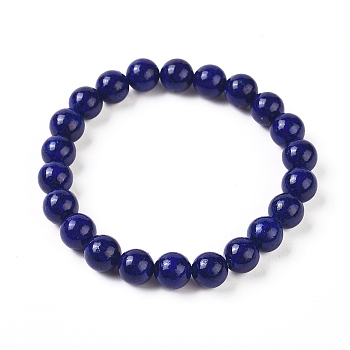 Natural Sesame Jasper Imitation Lapis Lazuli Round Bead Stretch Bracelets, 2-1/8 inch(5.5cm), Beads: 8~9mm