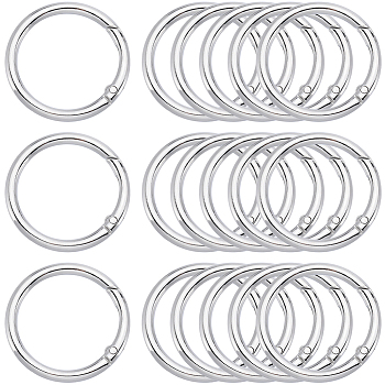 Zinc Alloy Spring Gate Rings, O Rings, Platinum, 6 Gauge, 39x4mm, Inner Diameter: 31mm, about 20pcs/box