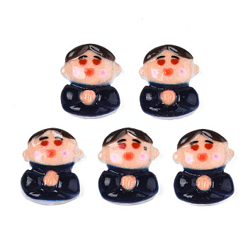 Spray Painted Opaque Resin Cabochons, Boy, Black, 12x10x3mm