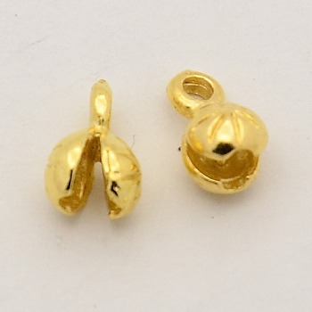 Brass Bead Tips, Calotte Ends, Clamshell Knot Cover, Golden, 8.5x4x4.5mm, Hole: 1mm