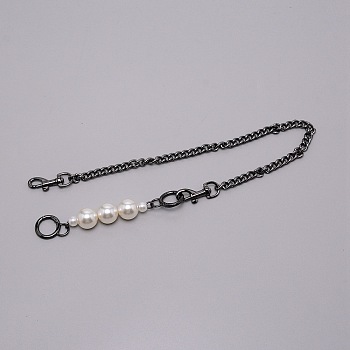 Zinc Alloy Curb Chain Bag Straps, with Resin Beads, Spring Gate Ring & Swivel Clasps, Bag Repalcement Accessories, Gunmetal, 62x0.9cm