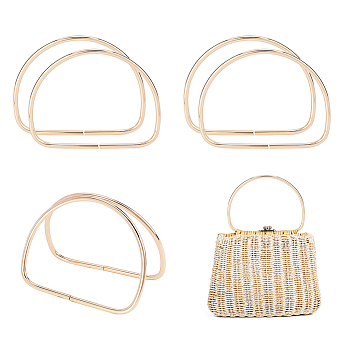 Iron D Ring Shaped Bag Handles, for Handmade Handbags, Purse Handles Replacement, Light Gold, 9x11.8x0.45cm, Inner Diameter: 8.2x10.7cm