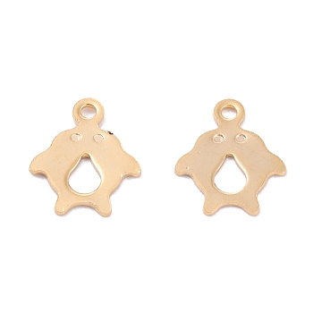 201 Stainless Steel Charms, Laser Cut, Penguin, Real 18k Gold Plated, 12.5x10x0.7mm, Hole: 1.4mm