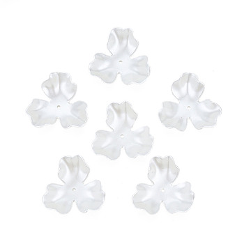 3-Petal ABS Plastic Imitation Pearl Bead Caps, Flower, Creamy White, 26x27.5~28.5x9mm, Hole: 1.5mm
