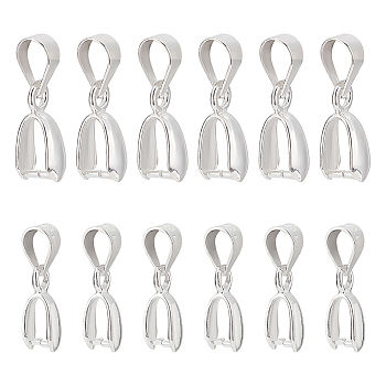 12Pcs 2 Size 925 Sterling Silver Ice Pick Pinch Bails, Pendant Bails, with 925 Stamp, Silver, 13.5~16mm, Hole: 4~5mm, Pin: 0.5mm, 6Pcs/size