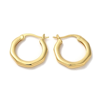 Ring Rack Plating Brass Hoop Earrings, Lead Free & Cadmium Free, Long-Lasting Plated, Real 18K Gold Plated, 22x3mm