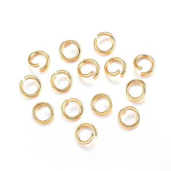 304 Stainless Steel Open Jump Rings, Metal Connectors for DIY Jewelry Crafting and Keychain Accessories, Real 18K Gold Plated, 18 Gauge, 6x1mm