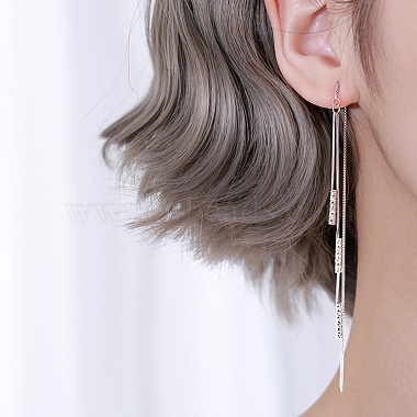Rhodium Plated 925 Sterling Silver Long Ear Thread(EJEW-P195-04P)-3