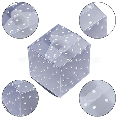 Polka Dot Pattern Transparent PVC Square Favor Box Candy Treat Gift Box(CON-BC0006-22)-4
