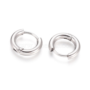 304 Stainless Steel Huggie Hoop Earrings(X-EJEW-F111B-13mm-P)-2