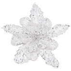MAYJOY 1Pc 3D Flower Polyester Embroidery Ornament Accessories, Applique Patch, Sewing Craft Decoration, with Paillette, Silver, 298x302x7mm(DIY-MA0006-70A)