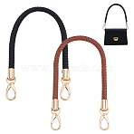 2Pcs 2 Colors Braided PU Leather Bag Handles, with Zinc Alloy Clasps, for Bag Replacement Accessories, Golden, Mixed Color, 510x22.5x15mm, Inner Diameter: 25x14.5mm, 1pc/color(FIND-PH0025-96)