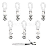 8Pcs Iron Pacifier Clips, with Cotton Cord Macrame Loop & 304 Stainless Steel Buckles, Teething Grasping Toy Suspender Clip, White, 112mm(AJEW-CA0003-77)
