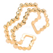 Fashionable Titanium Steel Wave Open Cuff Ring for Women Men, Golden(KN0224-2)