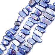 Natural Freshwater Shell Beads Strands, AB Color, Dyed, Nugget Stick, Royal Blue, 8~25x6~10x2~6mm, Hole: 0.5mm, about 46~49pcs/strand, 13.98 inch~14.56 inch(35.5~37cm)(X-SHEL-N026-123G)