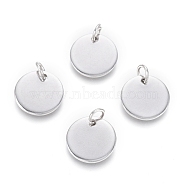 304 Stainless Steel Charms, with Jump Rings, Blank Stamping Tag, Flat Round, Stainless Steel Color, 12x1mm, Hole: 3.5mm(EJEW-L238-03D-P)
