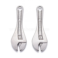 304 Stainless Steel Pendants, Wrench, Stainless Steel Color, 46.5x14.5x2.5mm, Hole: 4mm(STAS-F249-01P)