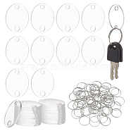 DIY Blank Oval Charm Keychain Making Kit, Including Acrylic Connector Charms, Iron Split Key Rings, Clear, 200Pcs/box(DIY-BC0012-42)