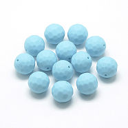 Food Grade Eco-Friendly Silicone Beads, Chewing Beads For Teethers, DIY Nursing Necklaces Making, Faceted Round, Turquoise, 15.5mm, Hole: 1mm(SIL-T037-01)