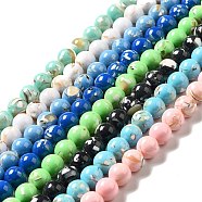 Synthetic Turquoise and Sea Shell Assembled Beads Strands, Dyed, Round, Mixed Color, 4mm, Hole: 0.6mm, about 92pcs/strand, 15.55''(39.5cm)(G-D482-01A)