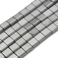Electroplated Non-magnetic Synthetic Hematite Beads Strands, Square, Matte Style, 2-Hole, Silver, 6x6x3mm, Hole: 1.2mm, about 69pcs/strand, 15.55 inch(39.5cm)(G-C106-A01-13)