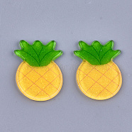 Plastic Cabochons, with Glitter Powder, Pineapple, Gold, 25x19x2mm(X-KY-T010-26)