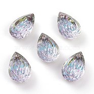 Embossed Glass Rhinestone Pendants, Teardrop, Faceted, Vitrail Light, 14x9x5mm, Hole: 1.4mm(GLAA-J101-05A-001VL)