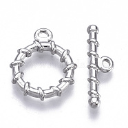 304 Stainless Steel Toggle Clasps, Ring, Stainless Steel Color, Ring: 19x16x3mm, Hole: 1.6mm, Inner Diameter: 10mm, Bar: 22x6.5x3mm, Hole: 1.6mm(STAS-N087-19)