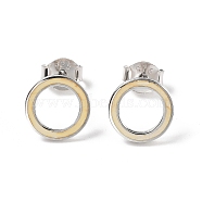 Anti-Tarnish Ring Rhodium Plated 925 Sterling Silver Stud Earrings, with Cubic Zirconia, Platinum, No Size.(PB1316-3)