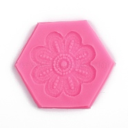 Flower Silicone Molds, Food Grade Fondant Molds, For DIY Cake Decoration, Chocolate, Candy, UV Resin & Epoxy Resin Craft Making, Deep Pink, 70x60x5mm(DIY-R078-27)