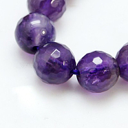 Natural Amethyst Beads Strands, Round, Faceted, Purple, 12mm, hole: 1mm, 16pcs/strand, 8 inch(X-G-C073-12mm-3)
