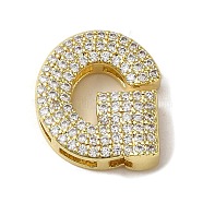 Brass Beads, with Clear Cubic Zirconia, Letter G, 20x18x5.5mm, Hole: 4.5x2.5mm(KK-D098-04G-G)