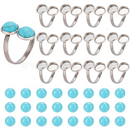 DIY Flat Round Cuff Ring Making Kit, Including 201 Stainless Steel Pad Ring Setting, Synthetic Turquoise Cabochons, Stainless Steel Color, 36Pcs/box(STAS-AR0001-70)