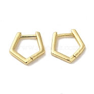 Brass Huggie Hoop Earrings for Women, Real 18K Gold Plated, Hexagon, 12.5x2mm(EJEW-C097-08G-01)