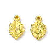 Rack Plating Alloy Charms, Cadmium Free & Lead Free & Nickle Free, Leaf, Matte Gold Color, 10.5x6x1.2mm, Hole: 0.9mm(FIND-G045-61MG)