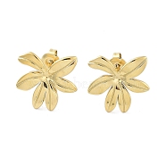 Ion Plating(IP) 304 Stainless Steel Stud Earrings, Flower, Real 14K Gold Plated, 18x17mm(EJEW-P258-34G)