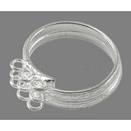 Loop Ring Bases, Brass, Silver Color Plated, about 17mm inner diameter(X-EC543-3S)