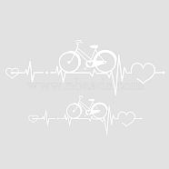 PVC Wall Stickers, for Wall Decoration, Heartbeat & Bicycle Pattern, White, 300x900mm(DIY-WH0377-054)