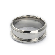 201 Stainless Steel Grooved Finger Ring Settings, Ring Core Blank, for Inlay Ring Jewelry Making, Stainless Steel Color, Inner Diameter: 17mm(STAS-WH0029-52B-P)