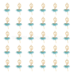 30Pcs Transparent Resin Big Pendants, Ballet Girl Charms, with Golden Plated Alloy Findings and Crystal Rhinestone, Sky Blue, 60x31x4mm, Hole: 2mm(ALRI-DC0001-05A)