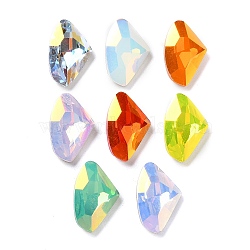 K9 GLass Rhinestone Cabochons, Faceted, Pointed Back & Back Plated, Triangle, Mixed Color, 14x9x4.5mm(EGLA-F161-13)