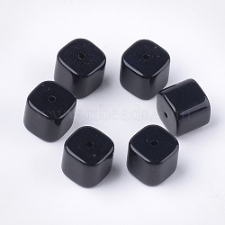 Acrylic Beads, Cube, Black, 14x15.5x15.5mm, Hole: 2mm, about 145pcs/500g(OACR-S029-056)