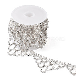 Iron Crystal Rhinestone Cup Chain, Tassel Chain, Flag-Shaped, Platinum, 30x2.5mm, 1 Yard/roll(CH-CW0001-01)