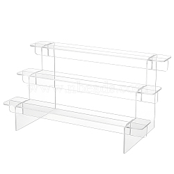 3-Tier Transparent Acrylic Minifigures Display Risers, for Models, Building Blocks, Doll Display Holder, Clear, Finished Product: 29.8x15x15.3cm(ODIS-WH0043-15A)