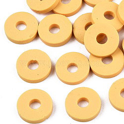Handmade Polymer Clay Beads, for DIY Jewelry Crafts Supplies, Disc/Flat Round, Heishi Beads, Gold, 8x1mm, Hole: 2mm, about 13000pcs/1000g(CLAY-Q251-8.0mm-96)