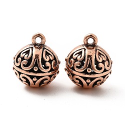 Alloy Pendants, Round Charm, Red Copper, 23x19mm, Hole: 2.1mm(FIND-C017-07R)