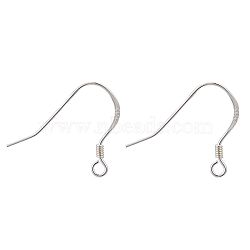 925 Sterling Silver Earring Hooks, with 925 Stamp, Silver, 16x20x1.3mm, Hole: 1.5mm, 24 Gauge, Pin: 0.5mm(STER-K167-049C-S)