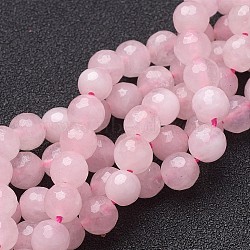 Natural Rose Quartz Beads Strands, Faceted,  Round, Pink, 6mm, Hole: 1mm, about 30pcs/strand, 7.5 inch(X-G-G099-F6mm-15)